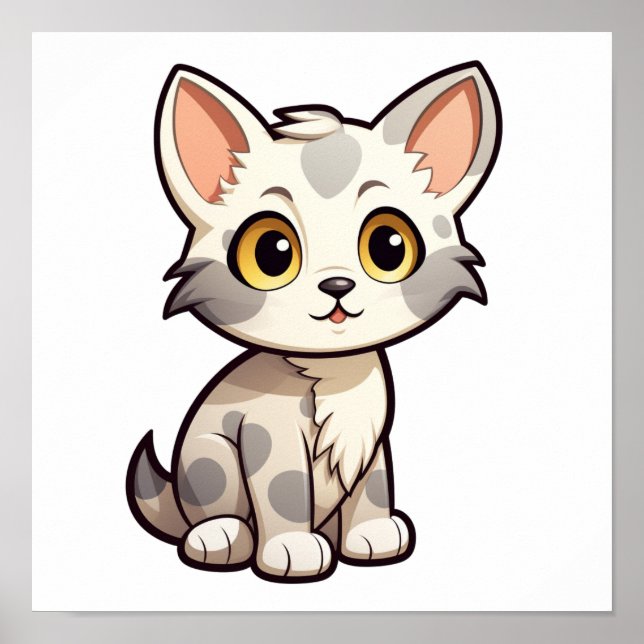 Poster Illustration du chat de dessin (Devant)