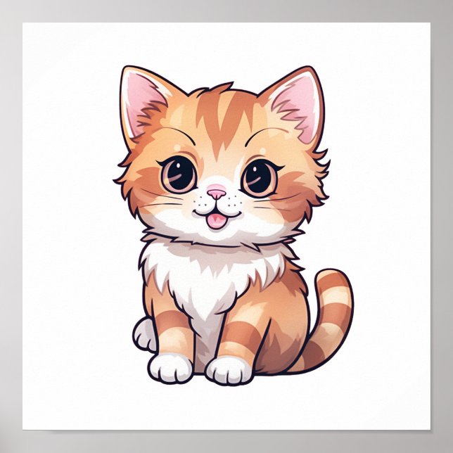 Poster Illustration du chat de dessin (Devant)