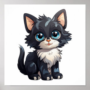 Poster Illustration du chat de dessin