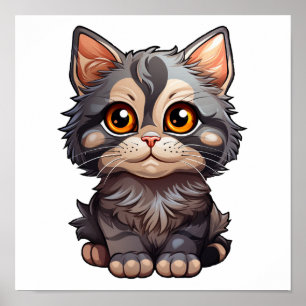 Poster Illustration du chat de dessin