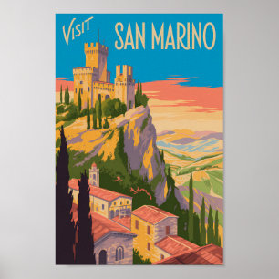 Poster Illustration du château de Saint-Marin Art de voya