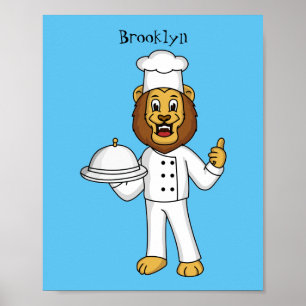 Poster Illustration du chef mignon lion