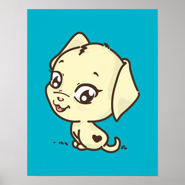 Poster Illustration du chiot mou (Devant)