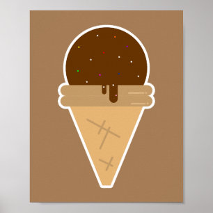 Poster Illustration du clipart plat de crème glacée
