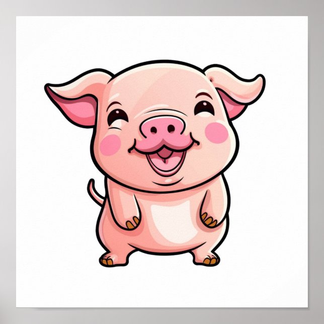 Poster Illustration du cochon de dessin (Devant)