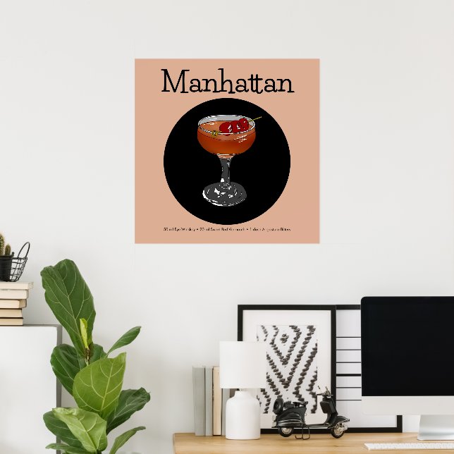 Poster Illustration du cocktail Manhattan (Bureau à domicile)