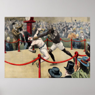Poster Illustration du combat de vintage Johnson Jeffries