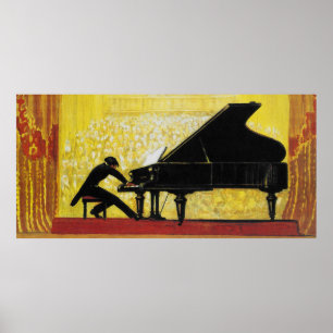 Poster Illustration du considérant de piano vintage (1920