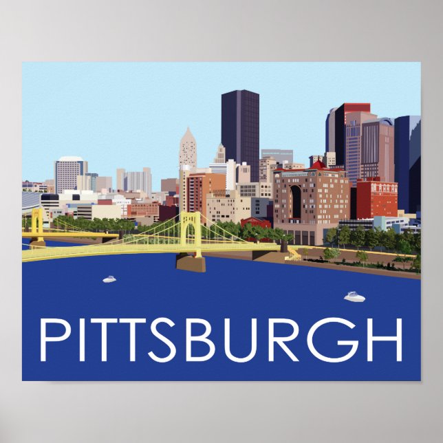 Poster Illustration du cool Pittsburgh Skyline Computer (Devant)