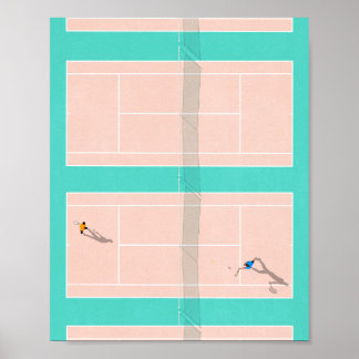 Poster Illustration Du Court De Tennis Pastel Colours En 