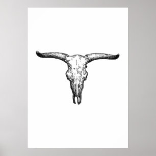 Poster Illustration du crâne vintage Aurochs
