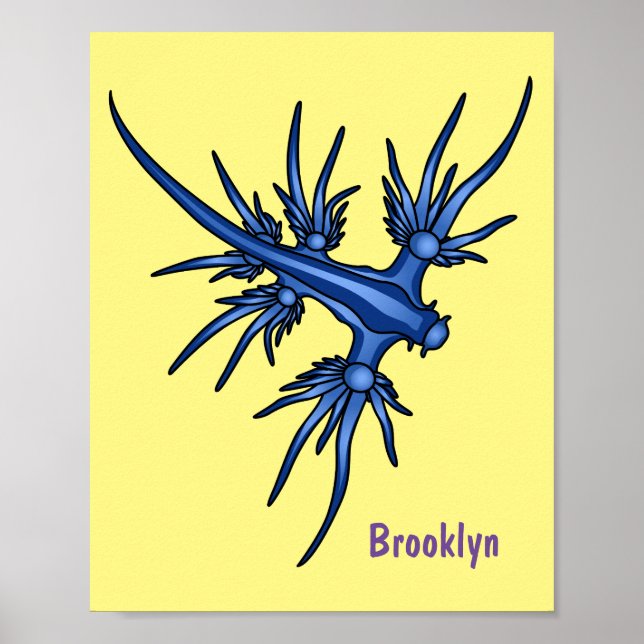 Poster Illustration du dragon bleu des limaces de mer (Devant)