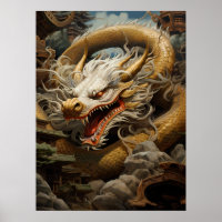 Illustration du dragon oriental jaune et blanc Imp