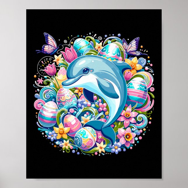Poster Illustration Du Festif De Pâques Avec Un Dauphin D (Devant)