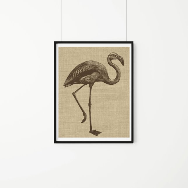 Poster Illustration du Flamant rose vintage sur Burlap (Créateur téléchargé)