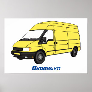 Poster Illustration du fourgonnette de livraison