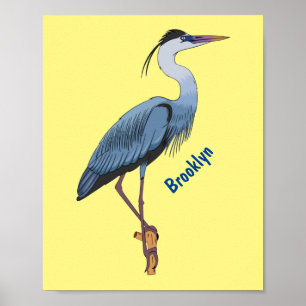 Poster Illustration du grand héron bleu