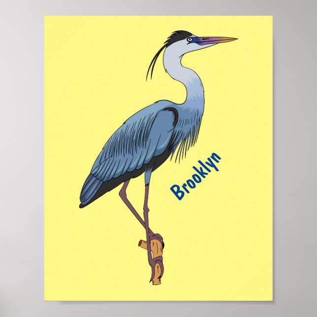 Poster Illustration du grand héron bleu (Devant)