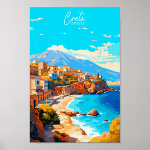 Poster Illustration du lieu de voyage vintage de Crète Gr