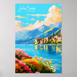 Poster Illustration du lieu de voyage vintage du lac de C