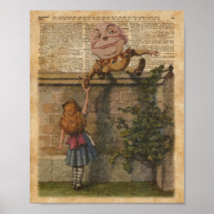 Poster Illustration du livre Vintage Humpty Dumpty & Alic