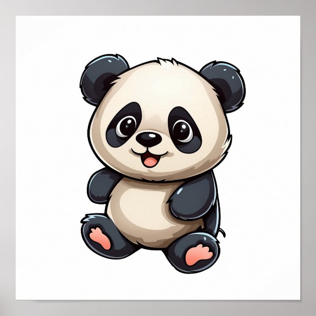 Poster Illustration du panda de dessin (Devant)