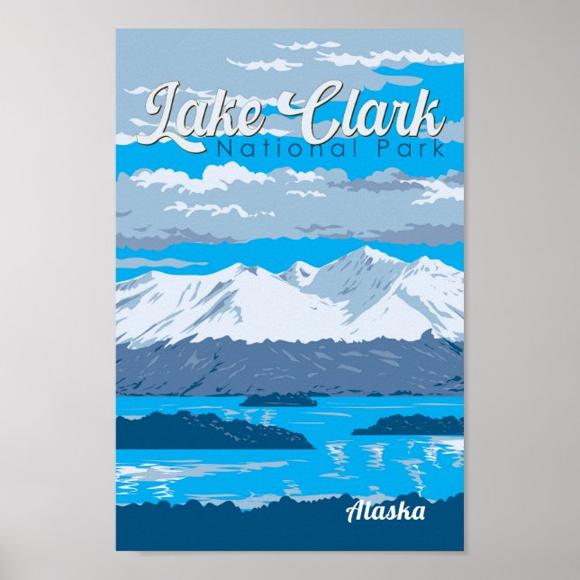 Poster Illustration du parc national du lac Clark Art voy (Devant)