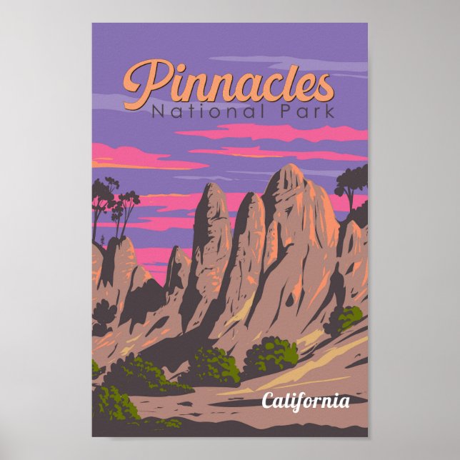 Poster Illustration du parc national Pinnacles Art de voy (Devant)