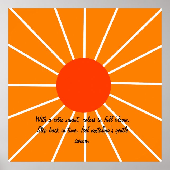 Poster Illustration du paysage du coucher de soleil rétro (Devant)