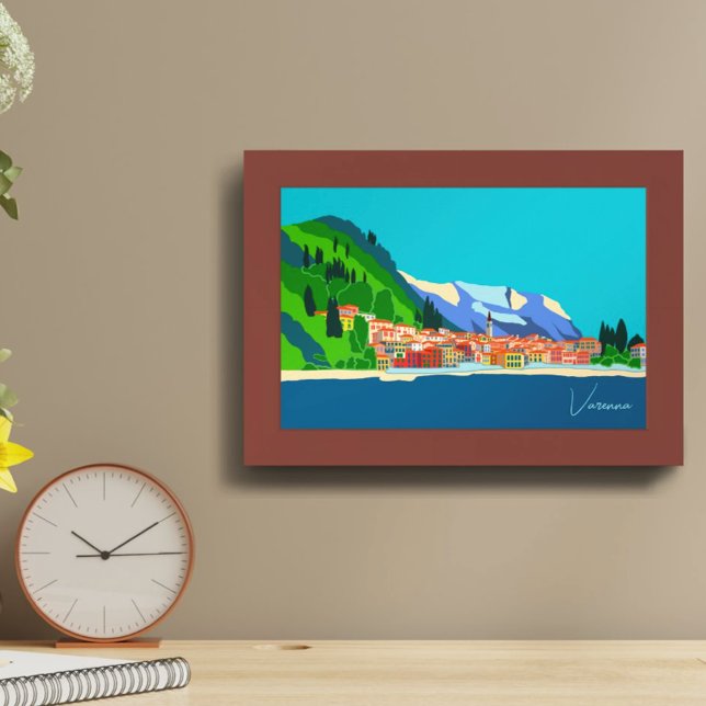 Poster Illustration du paysage du lac de Côme de Varenna  (Créateur téléchargé)