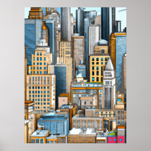 Poster Illustration du paysage urbain de New York
