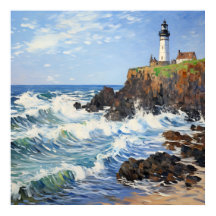 Illustration Du Phare Impressionniste En Terre Côt