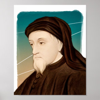 Poster Illustration du poète anglais Geoffrey Chaucer