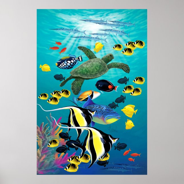Poster Illustration du poisson tropical de Molokini Cove  (Devant)