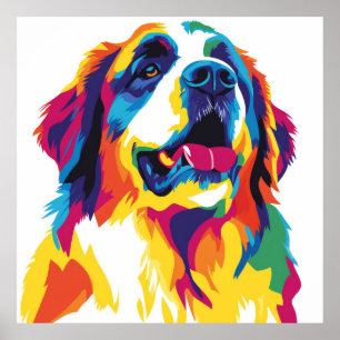 Poster Illustration du portrait Saint Bernard Aquarelle