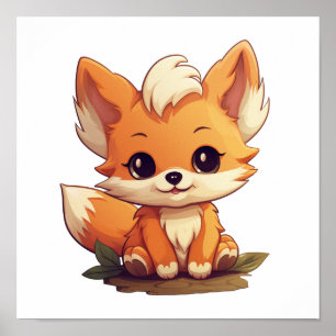 Poster Illustration du renard de dessin