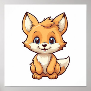 Poster Illustration du renard de dessin