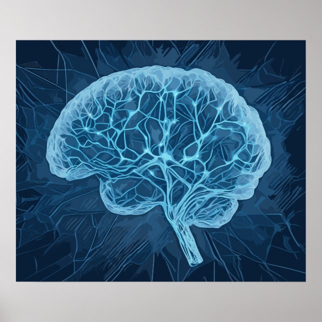 Poster Illustration du réseau cérébral - Réseau neuronal (Devant)