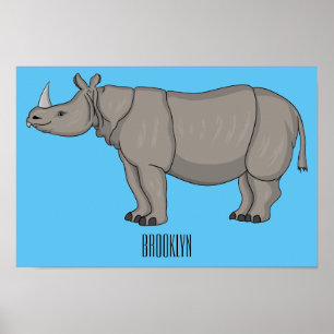 Poster Illustration du rhinocéros de Javan