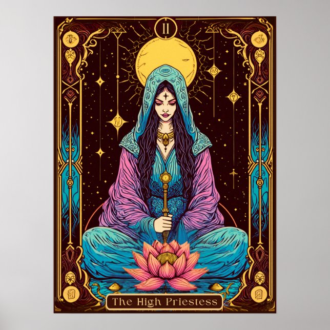 Poster Illustration du Tarot, la Haute Prêtesse (Devant)