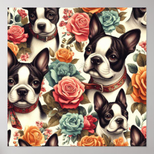 Poster Illustration du Terrier de Boston