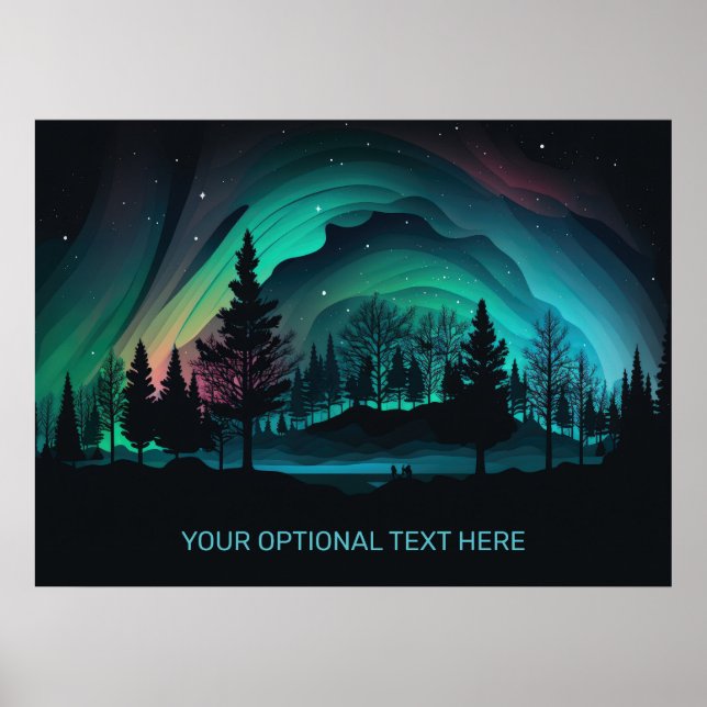 Poster Illustration du texte personnalisé Aurora Borealis (Devant)