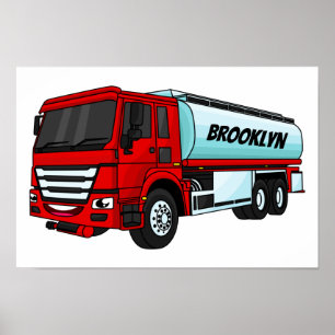 Poster Illustration du transport de carburant par camion-