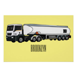 Poster Illustration du transport de carburant par camion-