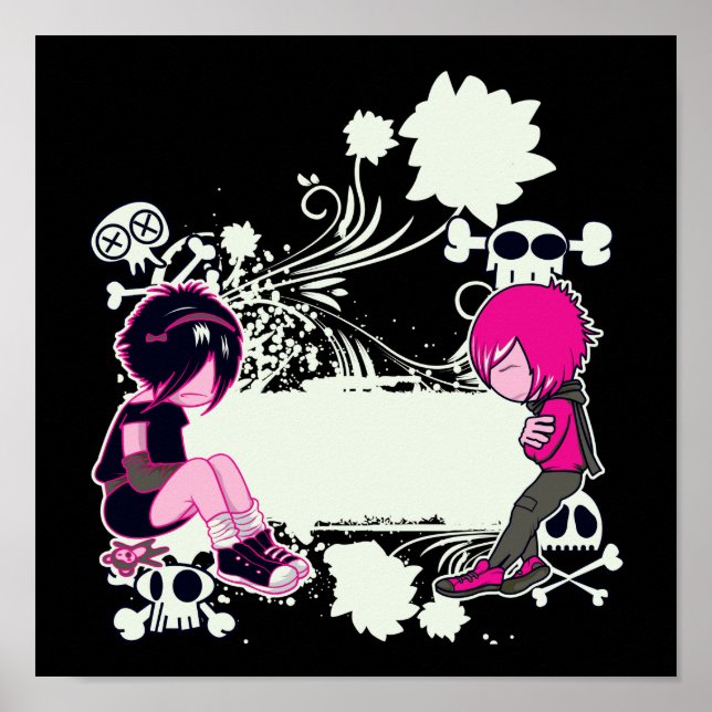 Poster illustration du vecteur de pensées profondes emo (Devant)