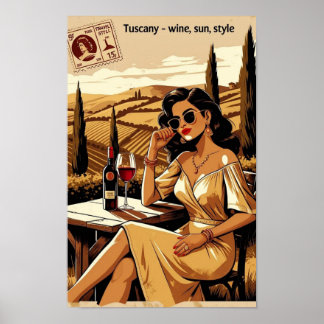 Poster Illustration du vignoble toscan - élégant