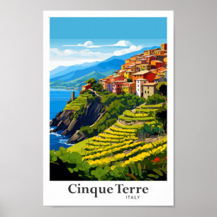 Poster Illustration du Vintage voyage artistique Cinque T