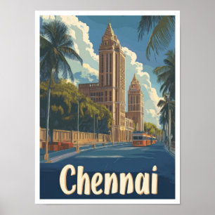 Poster Illustration du Vintage voyage artistique de Chenn