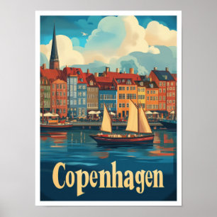 Poster Illustration du Vintage voyage artistique de Copen