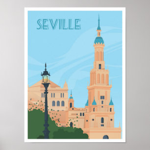 Poster Illustration du Vintage voyage artistique de Sévil